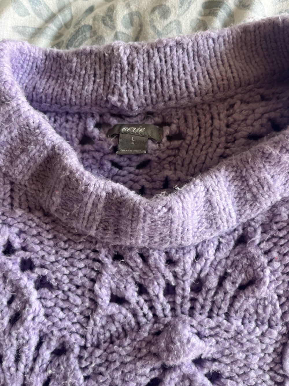 Aerie Lavender Knit Sweater Size Large | Textured Crewneck - Picture 2 of 5